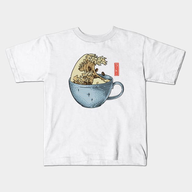 The Great Wave of Coffee Kids T-Shirt by ilvstrasi